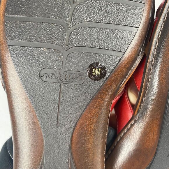 Nurture Women's size 9 M Red Leather Slip-On Sandals Open Toe low top. - Picture 8 of 15